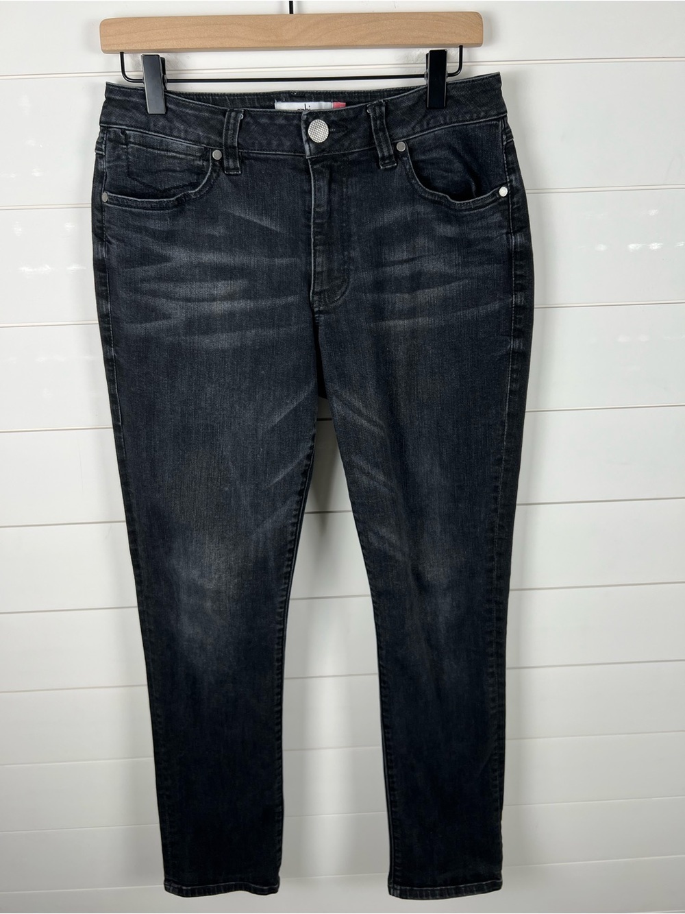 CABI Jeans Womens 6 High Rise Straight Black Denim Stretch